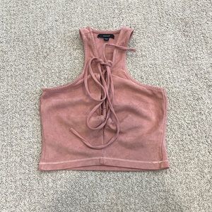 Suede Pink Lace Up Crop Top